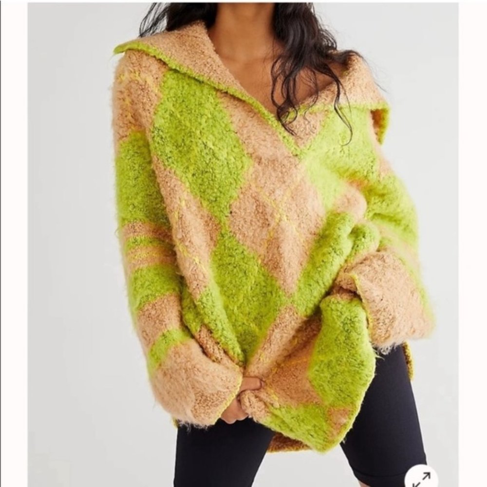 Free People Sunshine To Follow Sweater in Lemon Sugar Combo NWT!